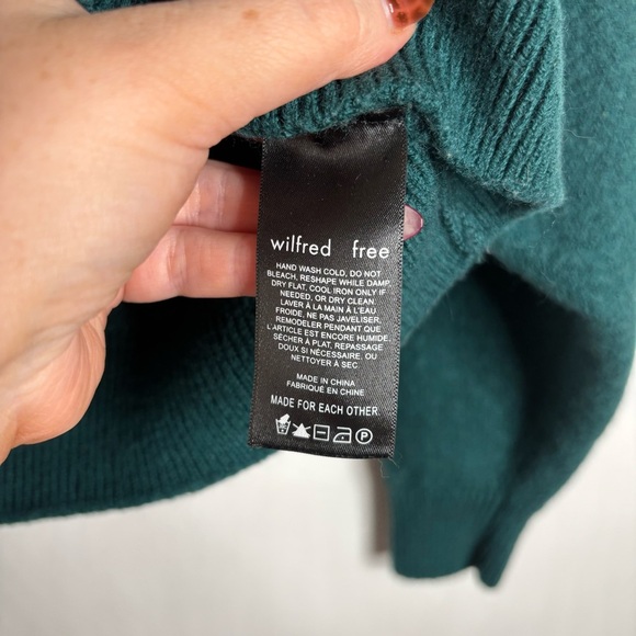 Aritzia Wilfred Free Mock Neck Sweater Emerald Green Merino Wool Small S Harper - Picture 4 of 9